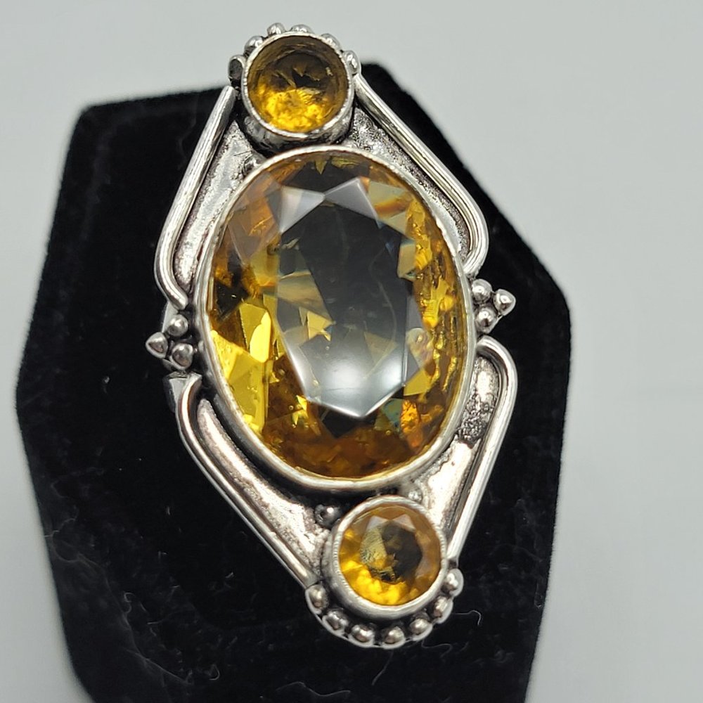 925 Sterling Citrine Statement Ring
